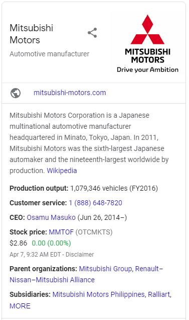 Company descriptions and relevant information of Mitsubishi Motors Corporation